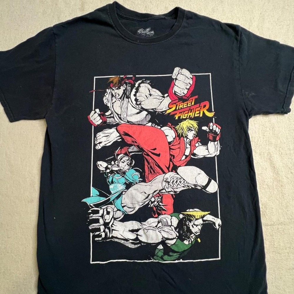 Street Fighter Graphic Tee Mens Black Capcom Gaming Retro T-Shirt Short Sleeve